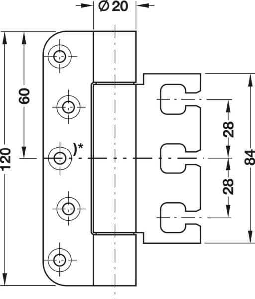 Objekttürband Edelstahl matt VX 7728/120 für gefälzt-flächenbündige Objekttüren bis 100 kg Simonswerk